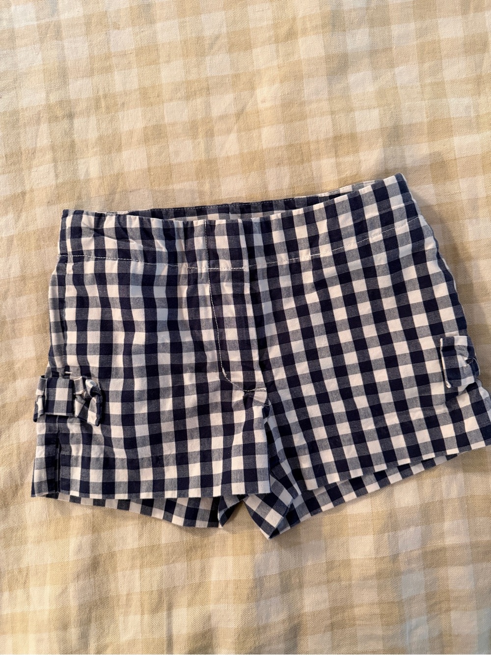Crewcuts Navy Gingham Shorts w Bows on Sides